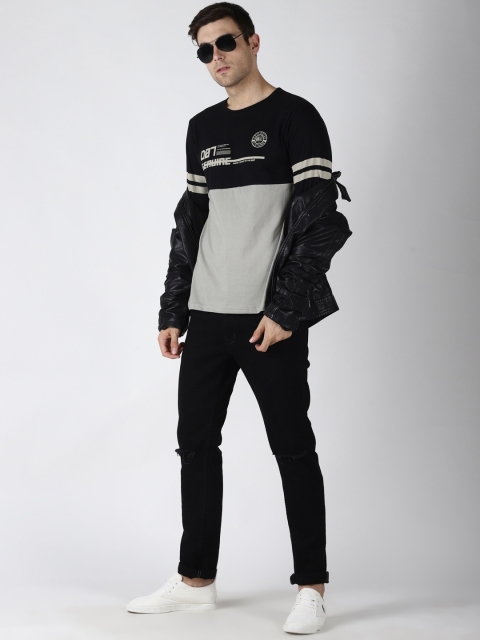 

Difference of Opinion Men Black Grey Colourblocked Round Neck Pure Cotton T-shirt
