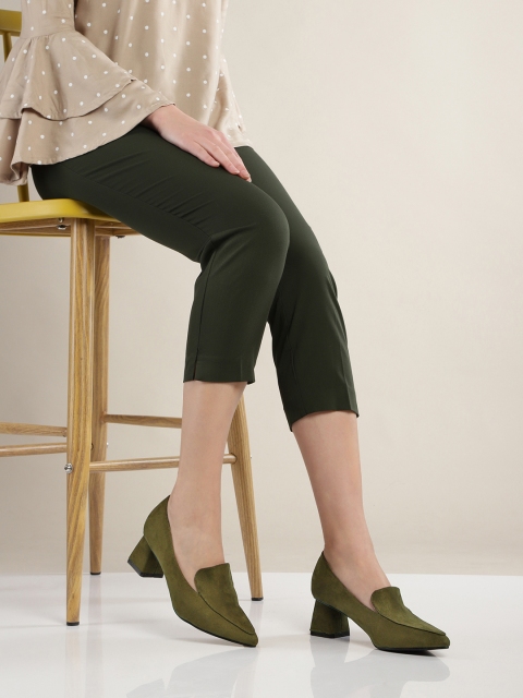 

her by invictus Women Olive Brown Solid Pumps