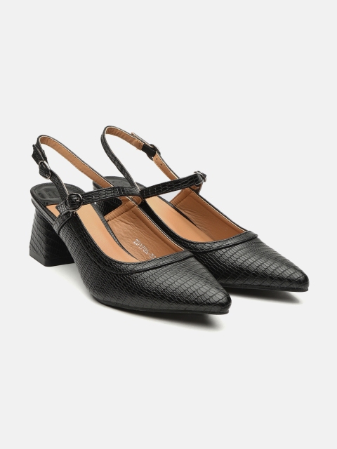 

her by invictus Women Black Croc Textured Pumps