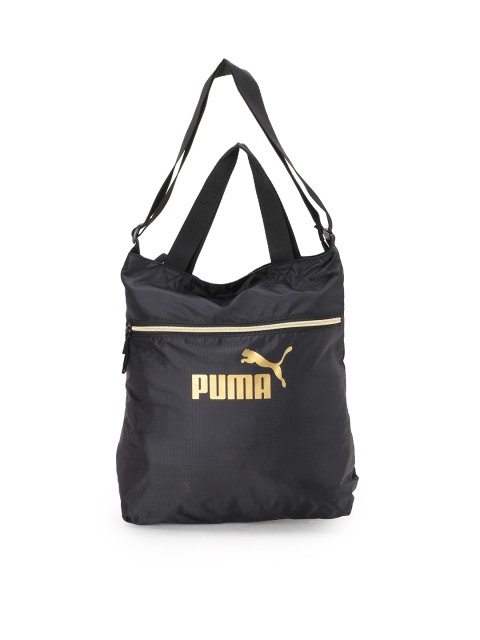 

Puma Black & Gold-Toned Printed Handheld Bag