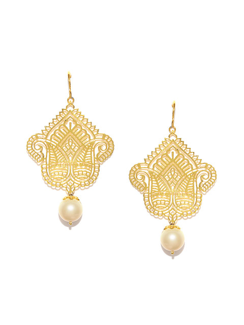 

ahilya Gold Plated Cut-Out Sterling Silver Drop Earrings