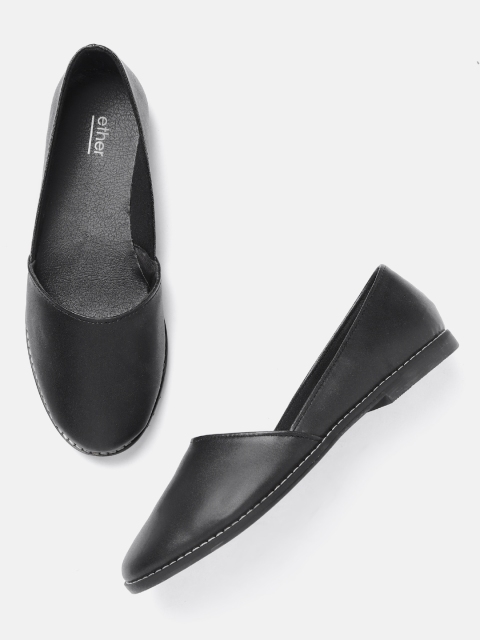 

ether Women Black Solid Slip-Ons