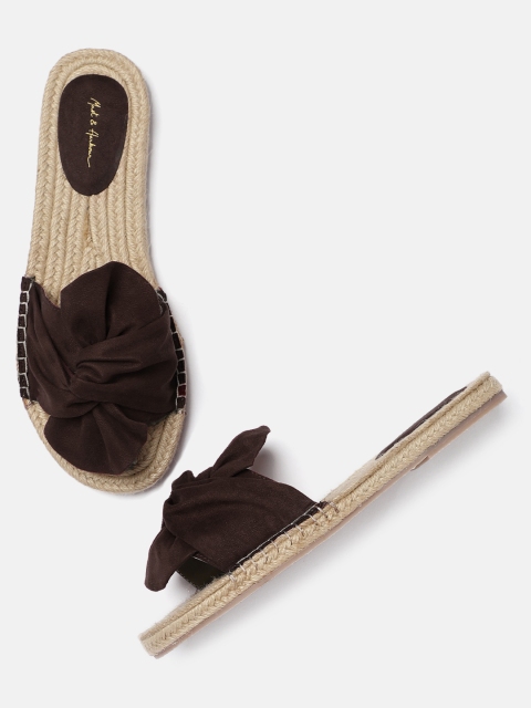 

Mast & Harbour Women Brown Solid Open Toe Flats