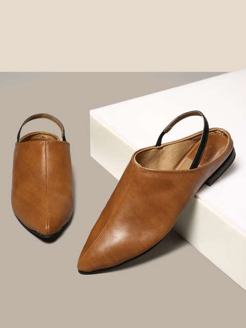 Women Tan Solid Cushioned Mules