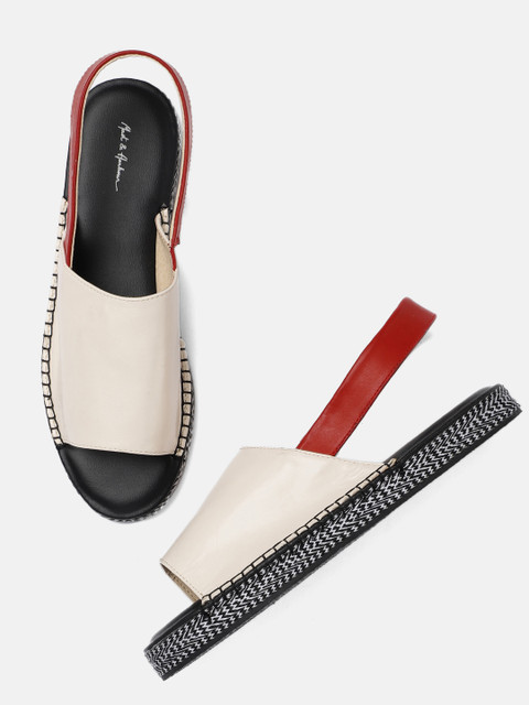 

Mast & Harbour Women Off-White & Red Open Toe Flats