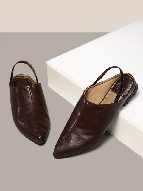 Women Brown Solid Cushioned Mules