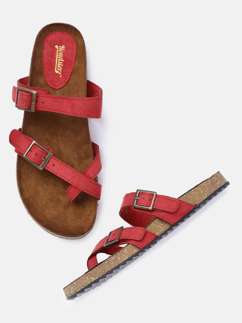 

The Roadster Lifestyle Co Women Red Solid Suede One Toe Flats