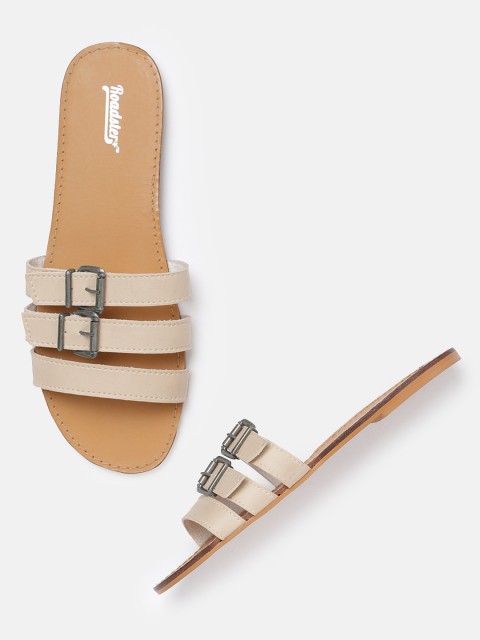 

Roadster Women Cream-Coloured Solid Open Toe Flats