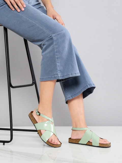 

Roadster Women Green Solid Open Toe Flats