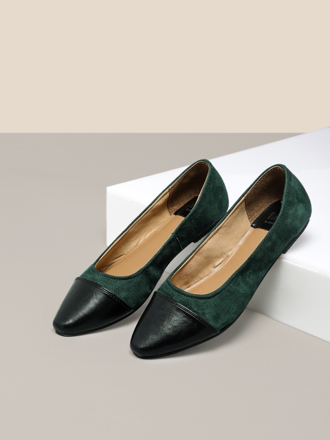 

her by invictus Women Black & Green Colourblocked Cushioned Ballerinas
