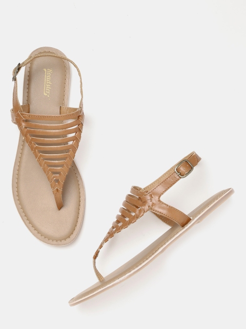 

Roadster Women Brown Striped Open Toe Flats