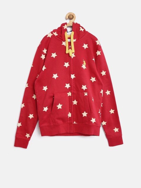 

U.S. Polo Assn. Kids Boys Red Hooded Star Print Sweatshirt