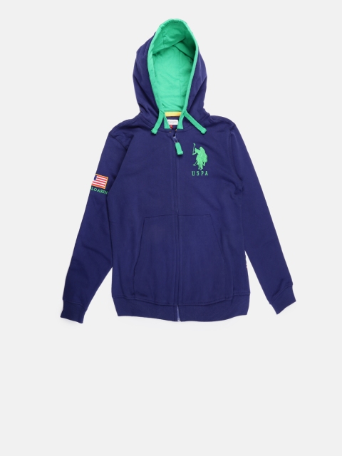 

U.S. Polo Assn. Kids Boys Navy Embroidered Hooded Sweatshirt, Navy blue