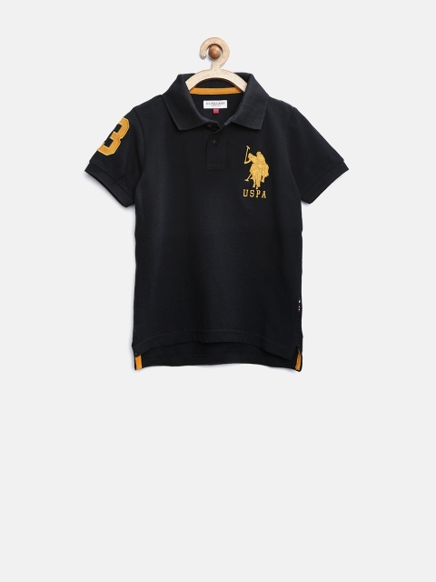

U.S. Polo Assn. Kids Boys Black Polo Pure Cotton T-shirt