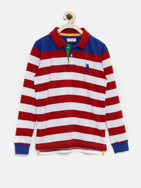 

U.S. Polo Assn. Kids Boys Red & White Striped Polo T-shirt