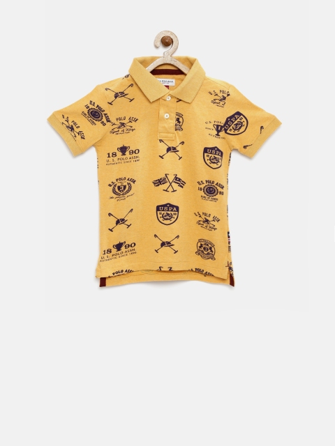 

U.S. Polo Assn. Kids Boys Yellow Printed Polo T-shirt