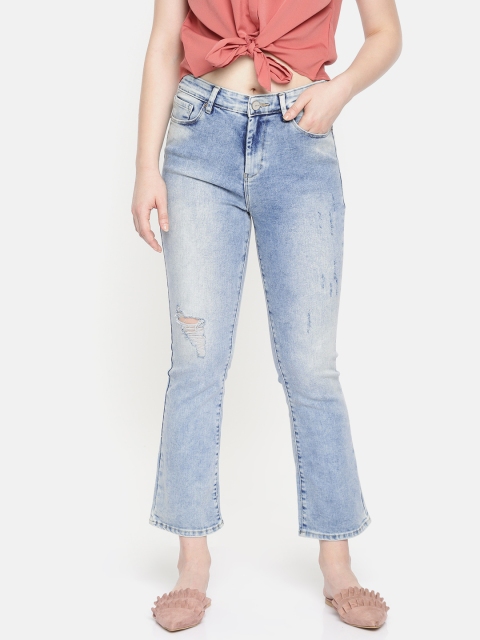 

SPYKAR Women Blue Elissa Bootcut High-Rise Low Distressed Stretchable Ankle Jeans