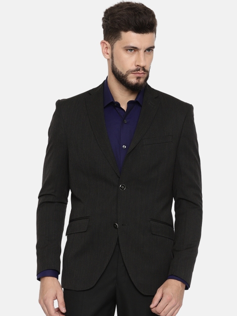 

Blackberrys Men Charcoal Grey Single-Breasted Slim Fit Formal Blazer