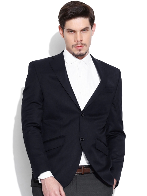 

Blackberrys Navy Single-Breasted Slim Fit Formal Blazer, Navy blue