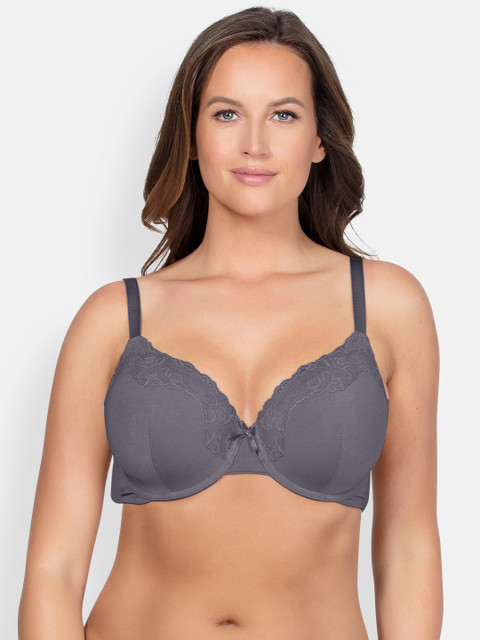 

PARFAIT Plus Size Charcoal Grey Solid Underwired Lightly Padded T-shirt Bra P50212