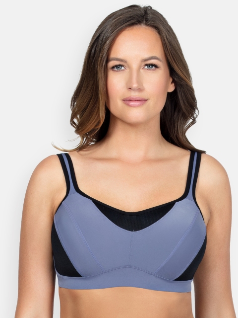 

PARFAIT Plus Size Women Blue Black Colourblocked Underwired Lightly Padded Sports Bra P5541