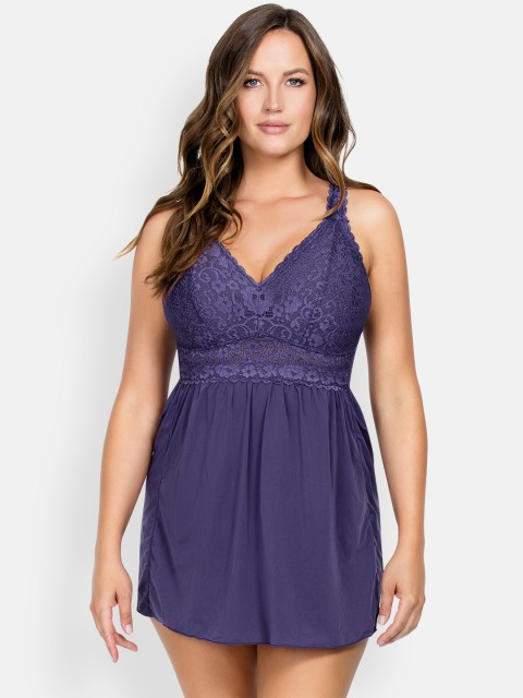 

PARFAIT Plus Size Purple Solid Baby Doll P5488