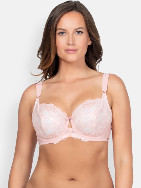 

PARFAIT Plus Size Peach-Coloured Lace Underwired Non Padded Everyday Bra P5392