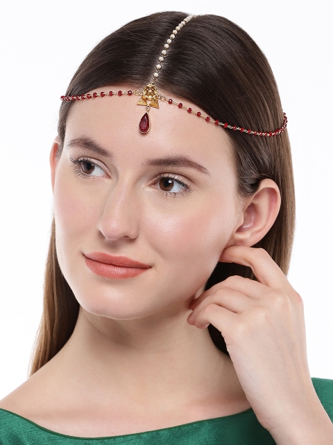 

AccessHer Gold-Plated & Red Multistrand Head Chain, Maroon