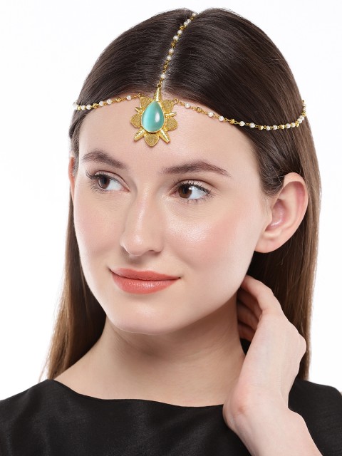 

AccessHer Gold-Plated Pearl Studded Matha Patti with Artificial Stone