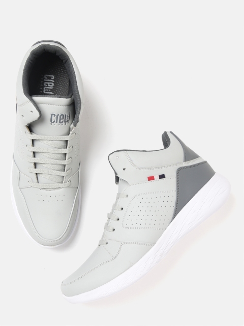 

Crew STREET Men Grey Perforated Mid-Top Sneakers