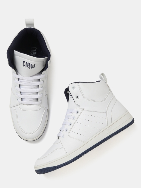 

Crew STREET Men White Perforated Mid-Top Sneakers