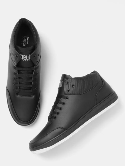 

Crew STREET Men Black Solid Mid-Top Sneakers