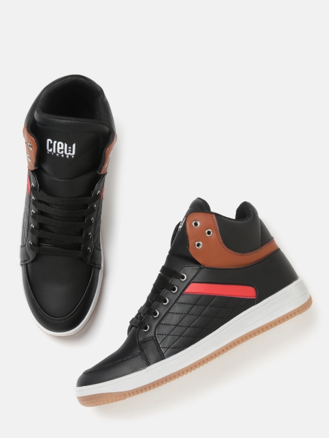 

Crew STREET Men Black Quilted Mid-Top Sneakers