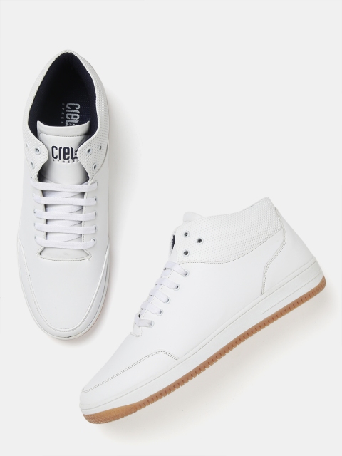 

Crew STREET Men White Solid Mid-Top Sneakers