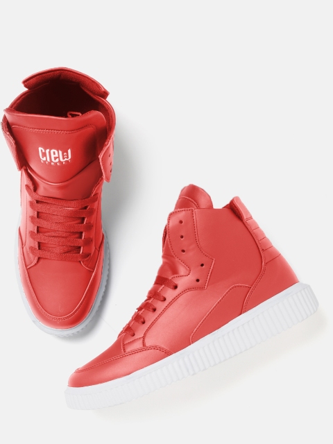 

Crew STREET Men Red Solid Mid-Top Sneakers