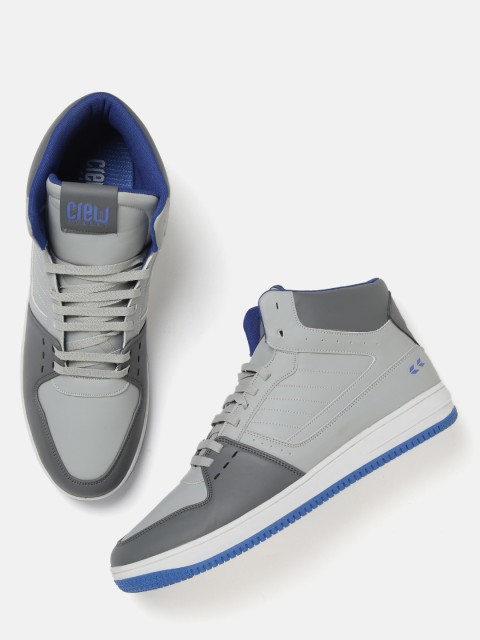 

Crew STREET Men Grey Colourblocked Mid-Top Sneakers