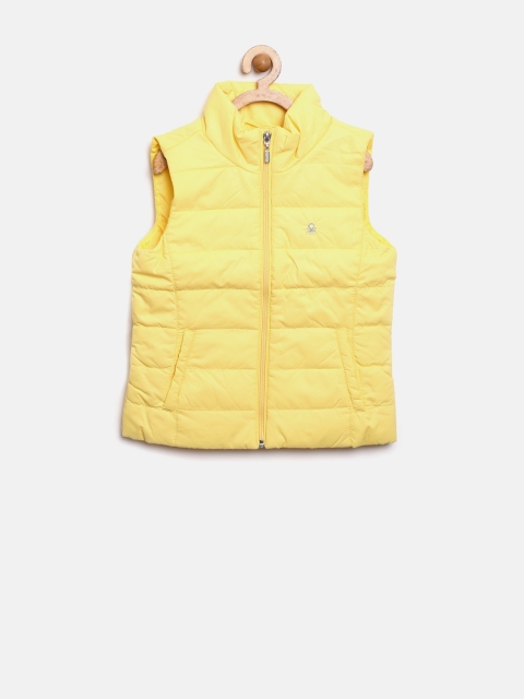 

United Colors of Benetton Girls Yellow Sleeveless Jacket