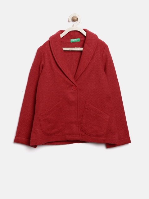 

United Colors of Benetton Girls Maroon Solid Winter Tailored Jacket