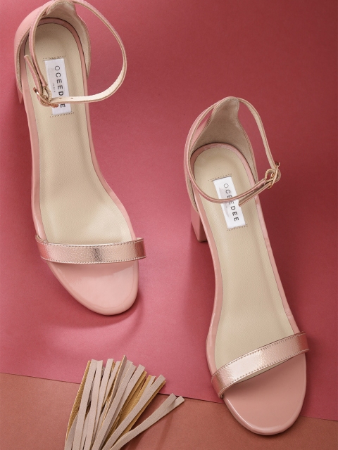 

OCEEDEE Women Rose Gold-Toned & Dusty Pink Solid Heels