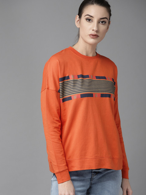 

Roadster Women Red Printed Sweatshirt, Orange