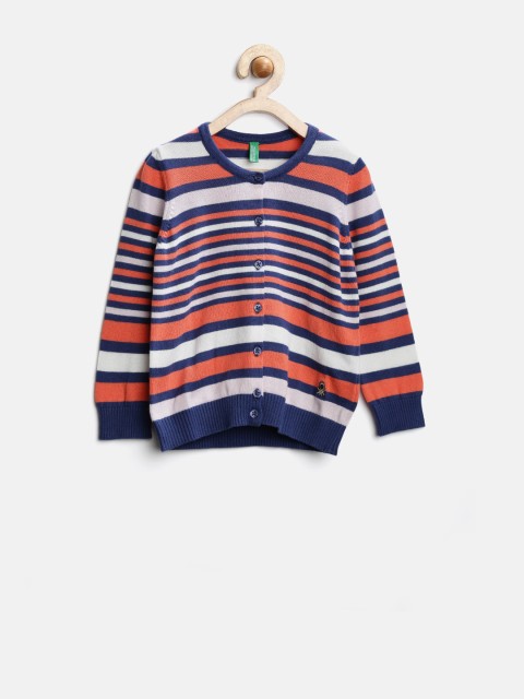 

United Colors of Benetton Girls Multicoloured Striped Cardigan, Multi