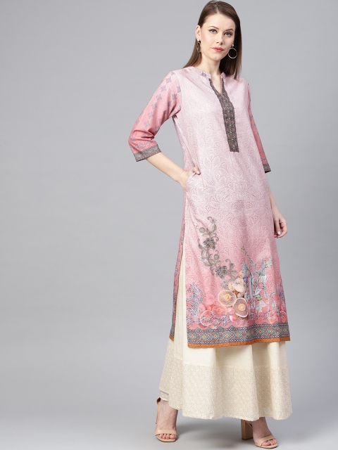 

Shree Women Pink Printed Straight Kurta