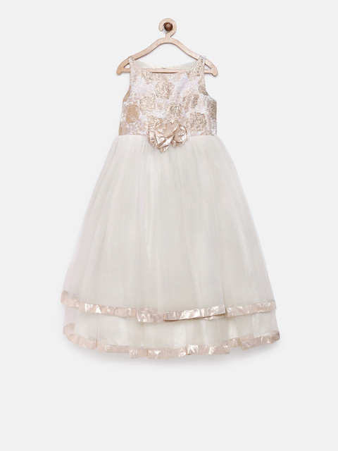 

Pink Cow Girls Solid White Fit and Flare Dress