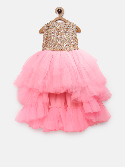 

Pink Cow Girls Pink & Gold-Toned Fit and Flare Dress
