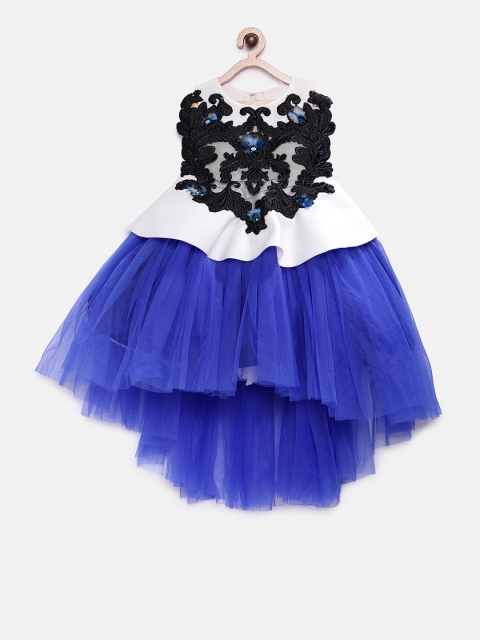 

Pink Cow Girls White & Blue Embroidered Peplum Dress