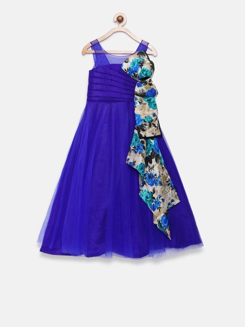 

Pink Cow Girls Blue Solid Fit and Flare Dress