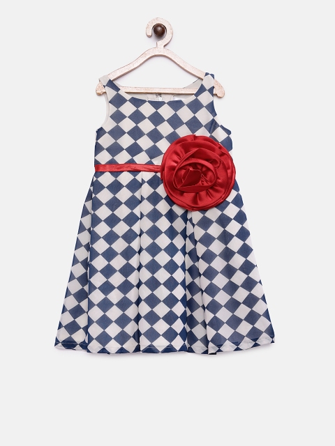 

Pink Cow Girls Blue & White Checked Empire Dress