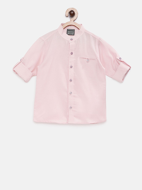 

RIKIDOOS Boys Peach-Coloured Tailored Fit Solid Casual Shirt