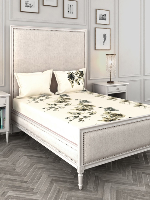 

Story@home Green Floral 210 TC Cotton 1 King Bedsheet with 2 Pillow Covers