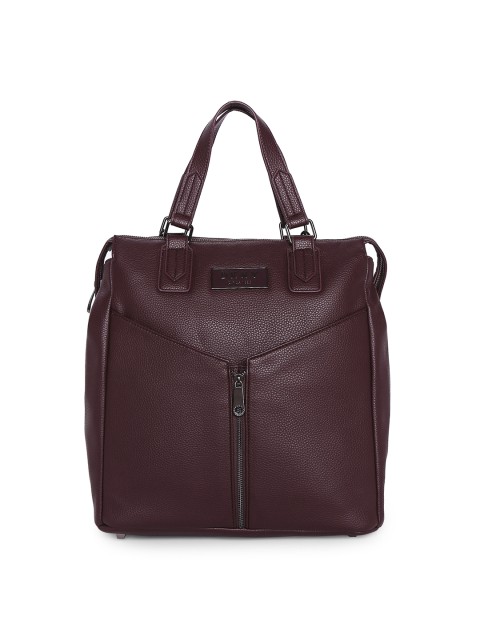 

DKNY Unisex Maroon Solid Leather Backpack with Pouch